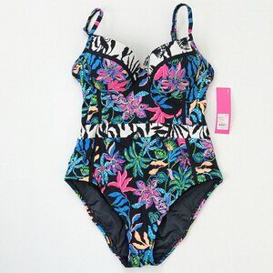Lilly Pulitzer Palma One-Piece Swimsuit, Onyx Paradise Glow, Women's 10